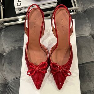 NIB Amina Muaddi Red Crystal Rosie 40